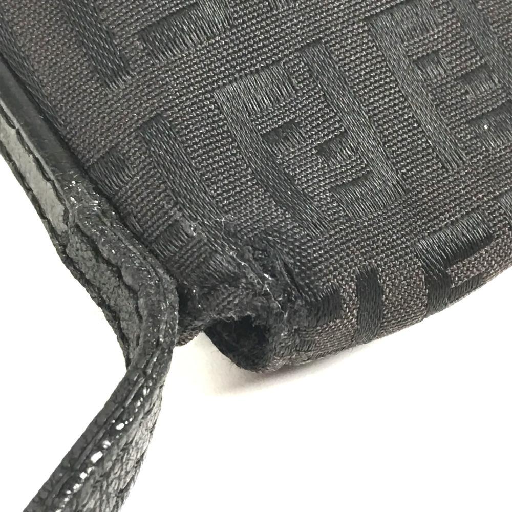 FENDI Zucchino Logo Bag Crossbody Pochette Shoulder Bag Leather/Canvas Black