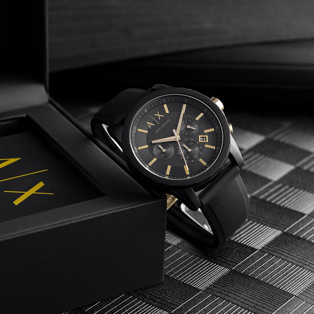 ARMANI EXCHANGEAE ARMANI Wrist Watch Quartz Movement Silicone Strap Black Dial Men's Watches AX7105