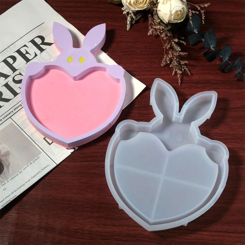 Flexible Sturdy Silicone Epoxy Resin Castes Mold Rabbits Shaped Tray Dishes Molds for Craft and Home Decoration