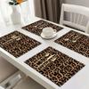 Brown Leopard Print Reusable Kitchen Dining Table Decorative Placemats 2D Printed Animal Pattern Suitable for Dining Tables