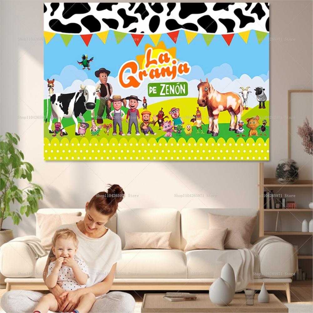 Decorazioni Festa di Compleanno La Granja Zenon Striscione Sfondo Forniture Festa di Compleanno Fattoria per Bambini Oggetti di Scena per Fotografia Battesimo Bambino