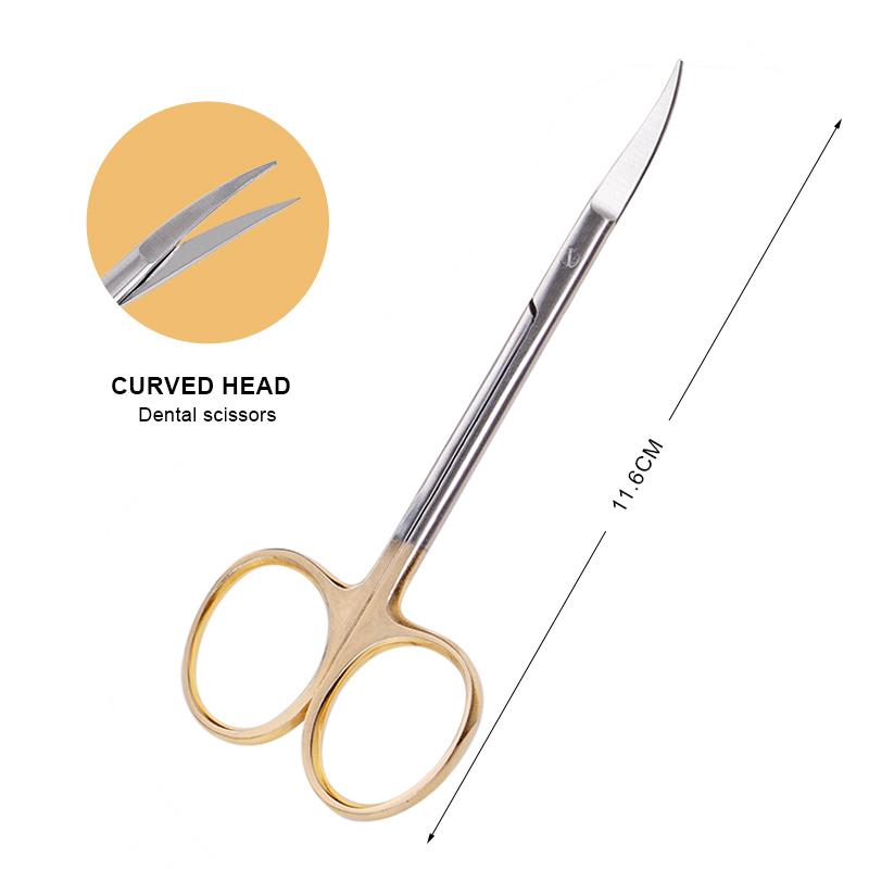 Dental Stainless Steel Medical Surgical Scissors Straight / Curved Tip Gold Plated Handle Animal Vet Scissors Haircut Scissors
