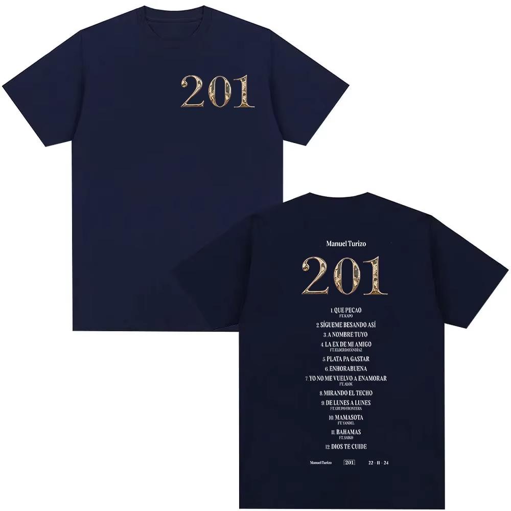 Rapper Manuel Turizo 201 New Album Graphic T Shirt Men's Women Fashion Harajuku T-Shirts Vintage Oversized Cotton Tee Streetwear