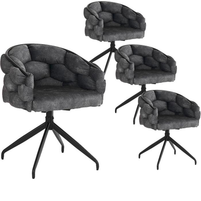Chaises en velours - MUVOE - Lot de 4 - Ergonomiques - Dossier confortable - Tissu doux