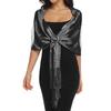 Sciarpa Hijab Para Sole Luminosa alla Moda Sciarpe Lucide Oro Argento Per Donne Pizzo Nappa Festa Sera Sciarpa