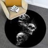 Skull Gothic  Circular Rug Office Decorative Carpet For Living Room Bedroom Door Mat Floor Rug Computer Chair Area Rug Viking Theme Decor