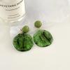 Blue Glazed Geometric Round Clip On Earrings No Piercing Needed Simple Contrast Texture Stylish Fashion Jewelry