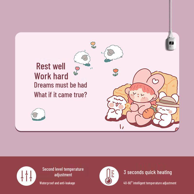Large Heated Cartoon Desk Pad – Thick, Constant Temperature Mouse Pad for Home & Office