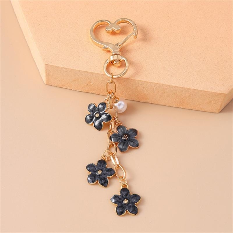 Elegant Pearls And Cherry Blossom Handbag Bag Charm With Heart Clasp Bags Pendant Keyring Decors For Fashionable Women