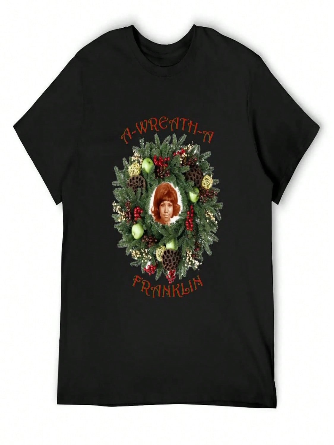 A-WREATH-A, The Queen Of Soul At Christmas T-Shirt Aesthetic Clothes Summer Top Blouse T-Shirts For unisex Cotton S разноцветный