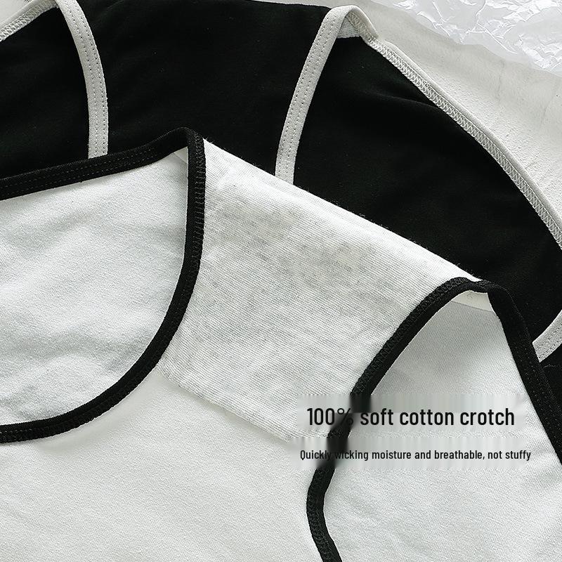 Japanese Cotton Women's Mid-Waist Sporty Color Block Triangle Panties