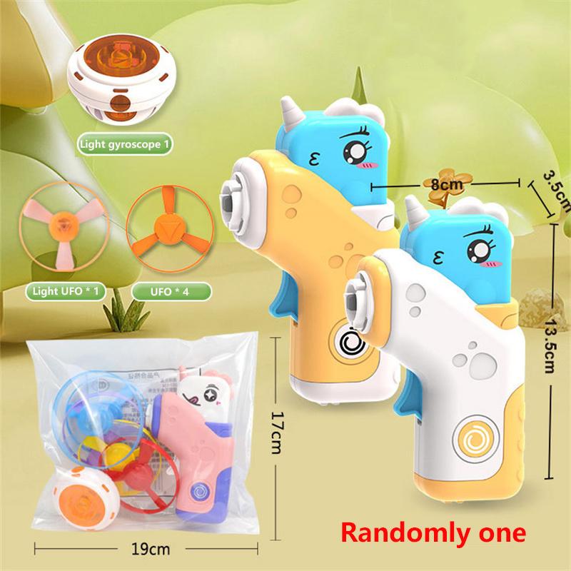 2 In1 Flying Disc Saucer Gyro Cartoon Dinosaur Air Rocket Launcher Sport Games Kids Educational Outdoor Toys for Children Gifts