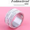 Stylish 12MM Stainless Steel Double Row Rhinestone Ring