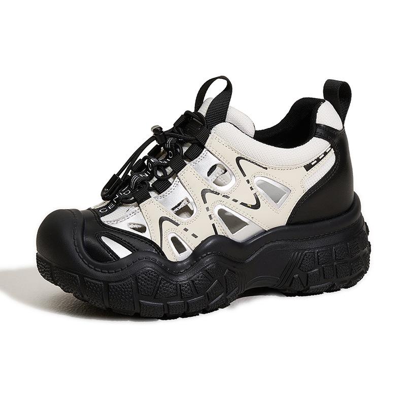 Inner heightening dad shoes women's 2025 spring and summer new sandals hollow sports shoes versatile lightweight casual outdoor shoes