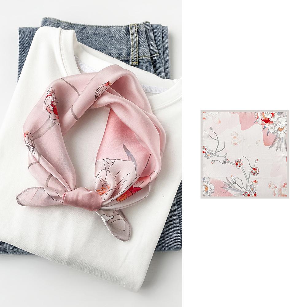 Spring And Summer Satin Long Scarf For Women Sunscreen Shawl Fashionable Beauty Scene Satin Long Scarf Versatile Travel Scarf