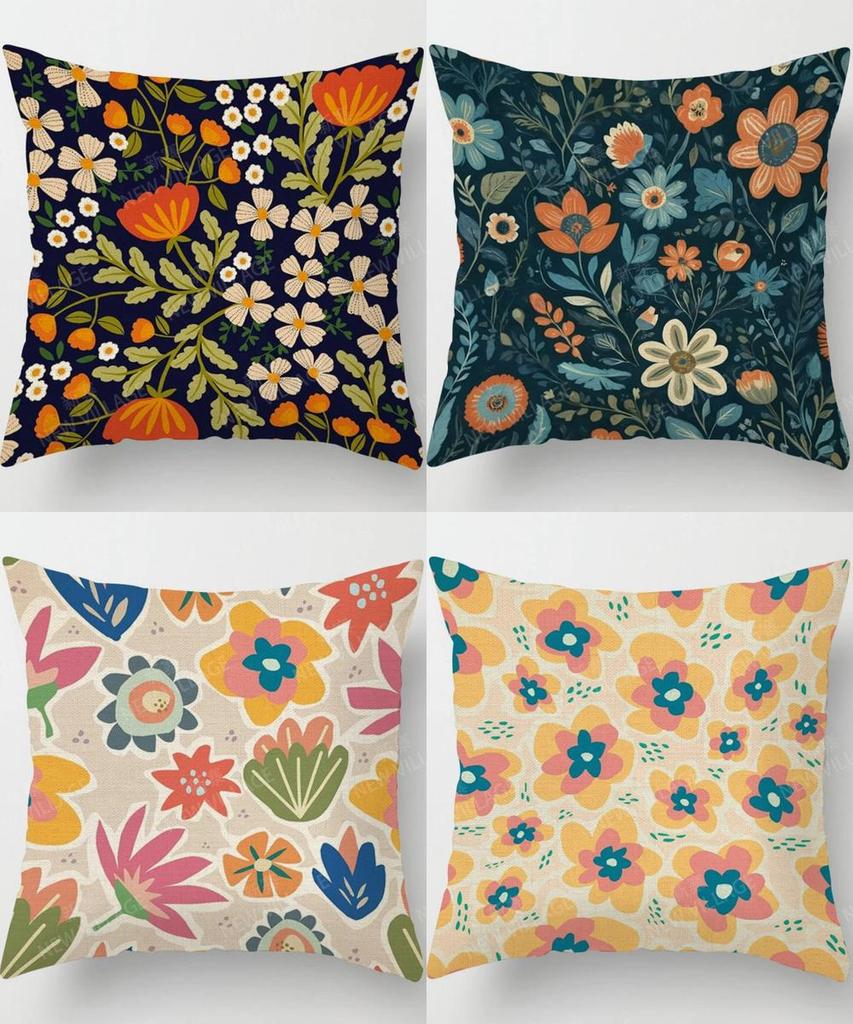Colorful Floral Patterned Pillow Covers Pattern Cushion Cover Suitable for Sofa Bedroom Car Pillow Cover