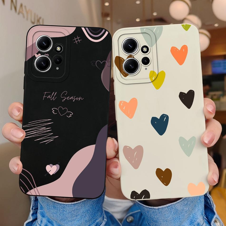 For Redmi Note 12 Pro Plus Case Love Heart Soft Liquid Silicone Full Protection Phone Cover For Xiaomi Redmi Note12 12Pro 4G 5G