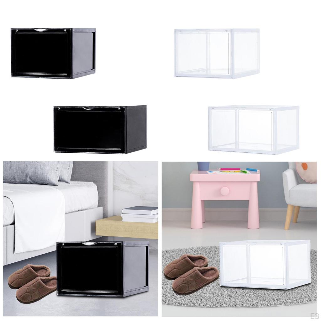 Clear Shoe Storage Organizer Rack Holder with Door Thicken Drawer Organize Unit Display