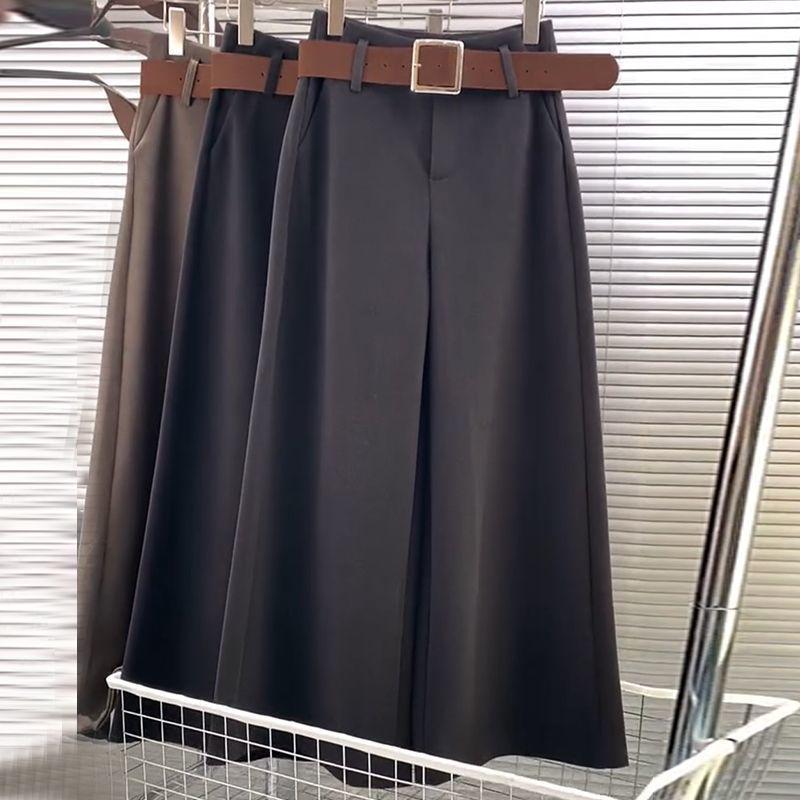 

New High-Waisted Woolen Wide-Leg Pants for Autumn/Winter - Popular Floor-Length Design L [55-60kg]