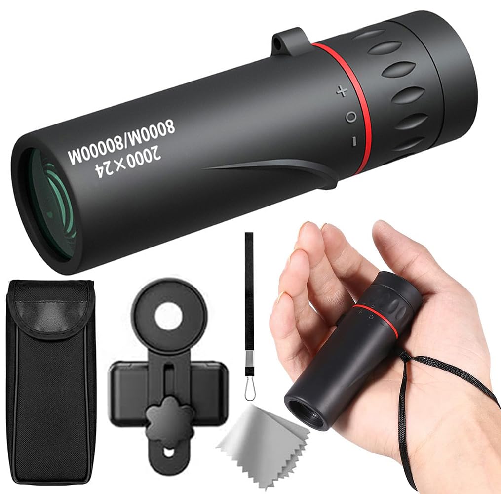 

2000x24 High Magnification Monocular Telescope with Fogproof, IPX6 Waterproof, Bak4 High Transmittance, Compact, Compatible with iPhones, Museum