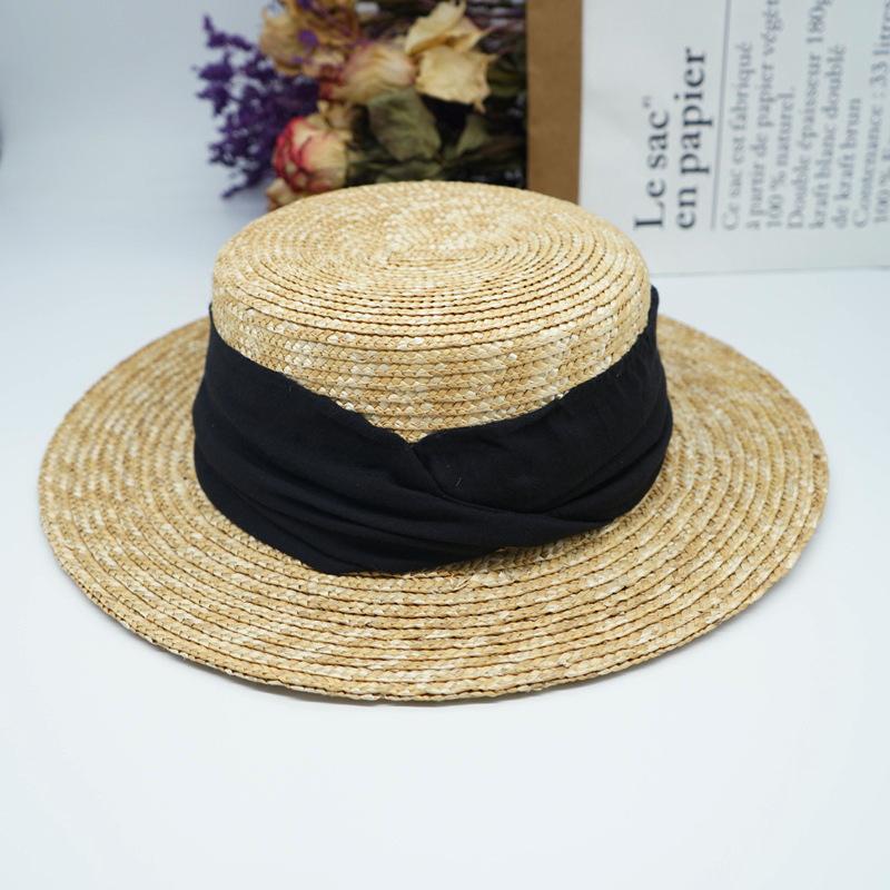 Foreign Trade French Retro Japanese Straw Flat Top Top Top Hat Men And Women Summer Panama Wide Brim Straw Hat Shading Holiday Beach