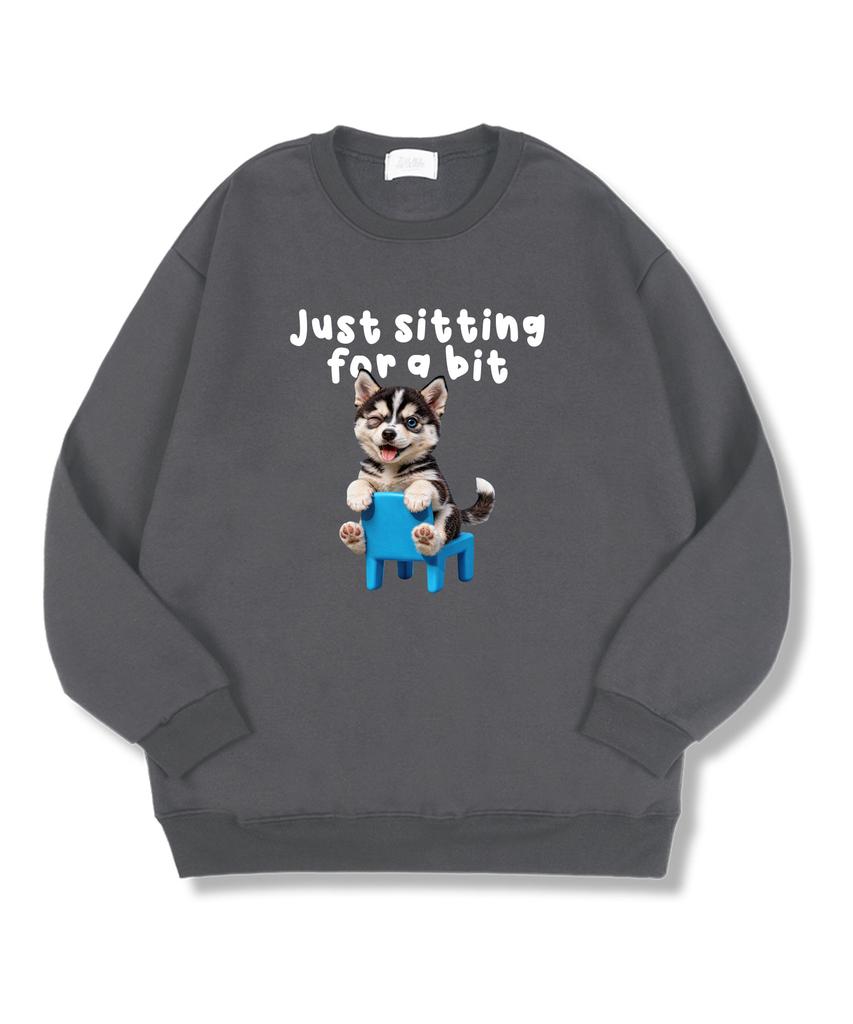 TI.GLAKE Just Seating Oversized Double-Sided Sweatshirt Dark Gray