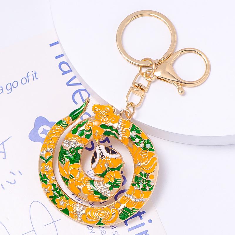 Colorful Rhinestone 3D Tiger Keychain and Metal Backpack Accessory