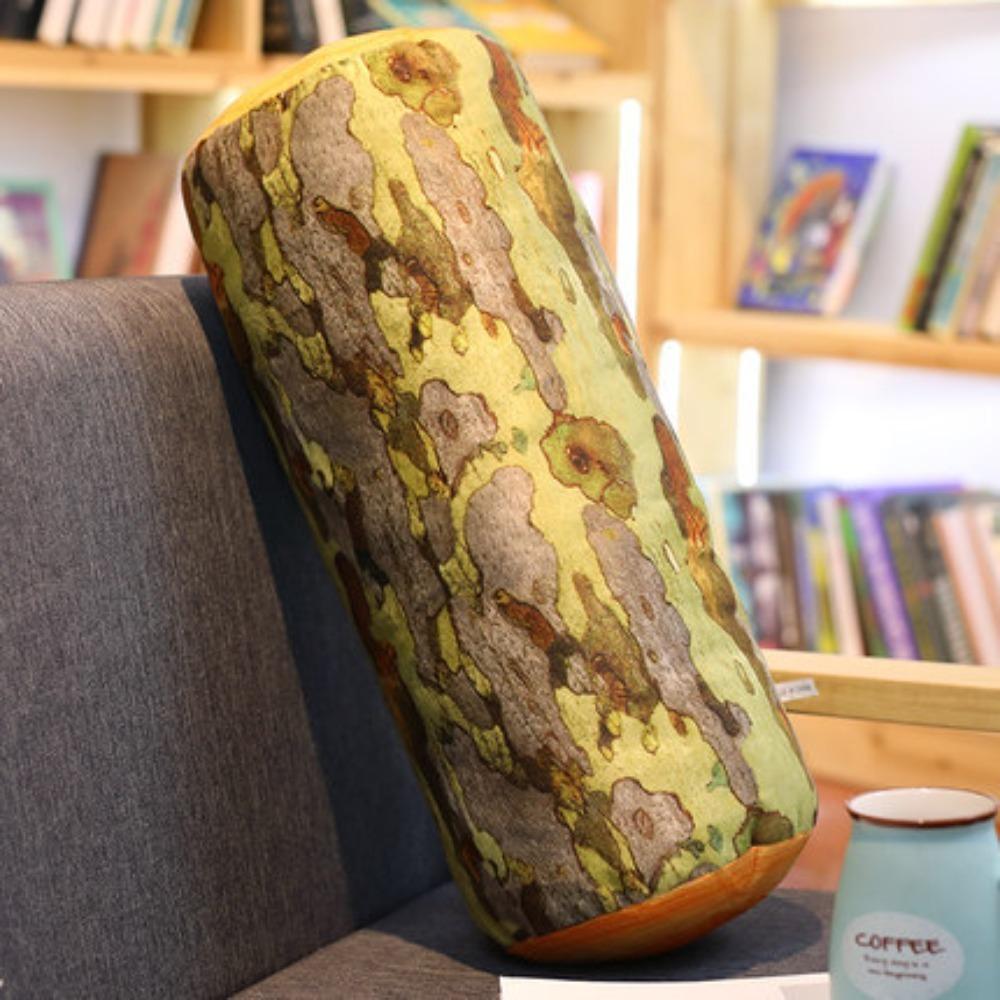 Cute 3D Tree Trunk Cushion Soft Natural Wood Design Chair Cushion Comfortable Cylinder Shape Sofa Cushion Home Decor