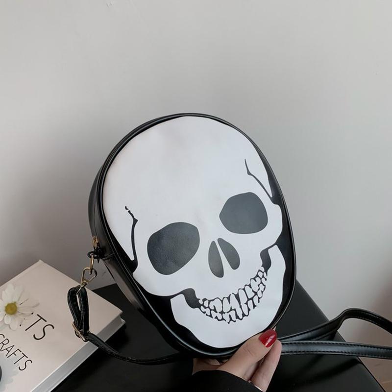 Fashion Casual Women's Shoulder Bag Skull Pattern Color Contrast Design Crossbody Bag For Halloween Festivals Party