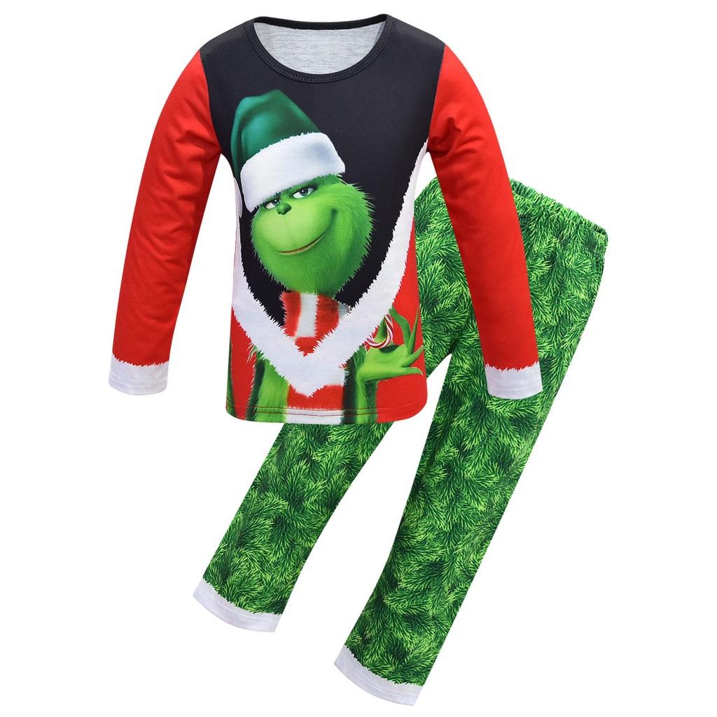 

Рождественский Зеленый Монстр Маска для Косплея Костюм Детская Пижама Платье Вечеринка 2pcs(Tops+Pants),160