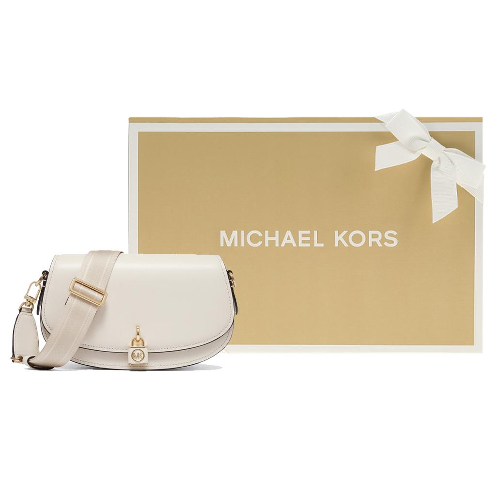 New MICHAEL KORS Mila Cow Leather Saddle Bags Shoulder Bags Medium Size Women's White 30S3GIMM8L-289