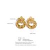 Yhpup Stainless Steel Hammer Metal Flower Stud Earrings Anti Allergic 18K PVD Plated Stylish Daily Wear Jewelry Waterproof