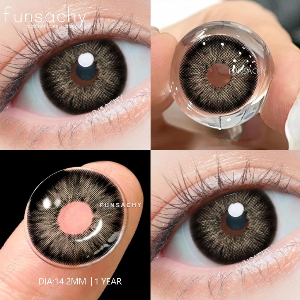 FUNSACHY 2 st Nya Färgglada Kontaktlinser för Ögon Koreansk Stil Mode Linser Y2k Blå Ögonlinser Colorcon Årlig Grå Ögonlins