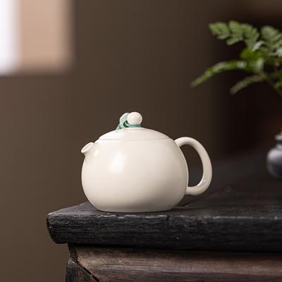 Ru Kiln Teapot Antique Ruxi Shi Pot Single Pot Household Handmade Tea Kung Fu Tea Set Milky White Ceramic Small Teapot