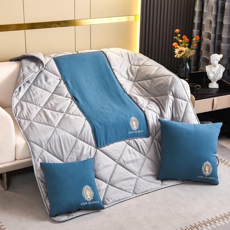 Manya Home Embroidered Cloud Soft 2-in-1 Pillow Blanket