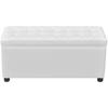 Upholstered Footstool with Storage Compartment White
