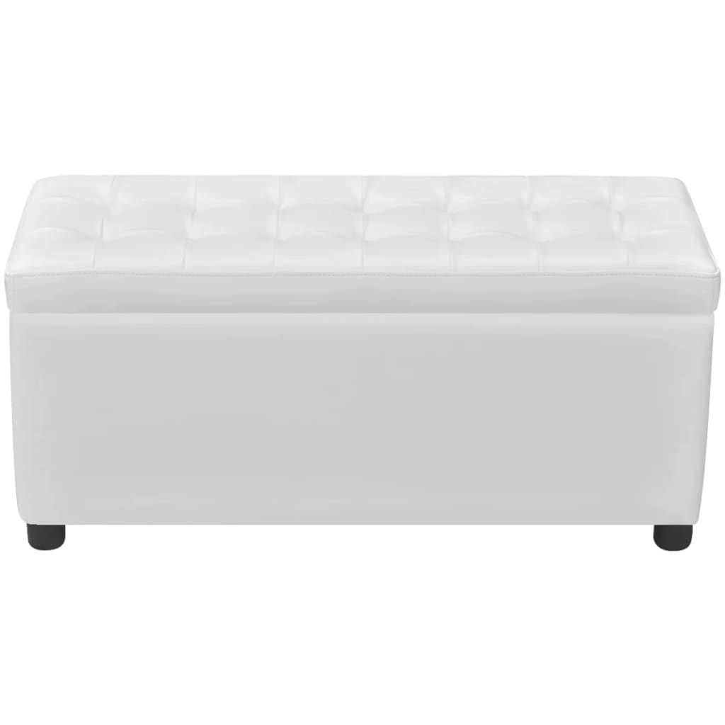 Upholstered Footstool with Storage Compartment White