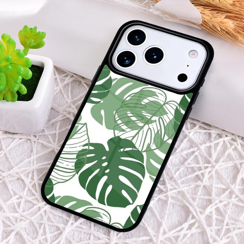 Green Monstera Leaf Phone Case for iPhone 17 Air 16 15 11 12 14 13 Pro Max Shockproof Cover