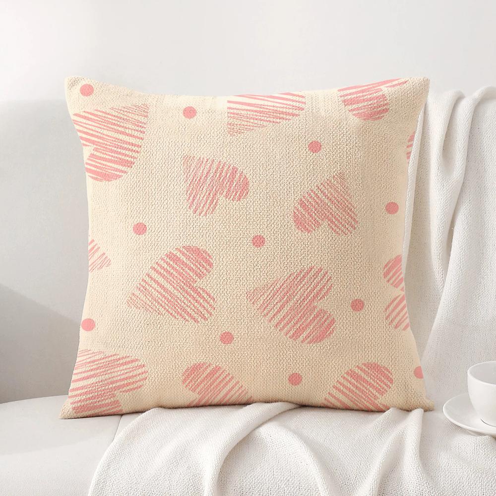 Hot Loving Heart Cushion Cover Natural Linen Organic Fabric DoubleSided Printing Sofa Home Decor Breathable Bed Pillow