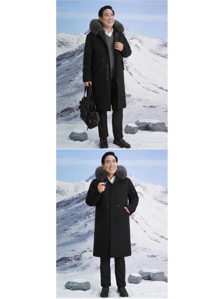 Herren Winter Parka mit Pelz und Fleece-Futter für mittlere und ältere Jahre