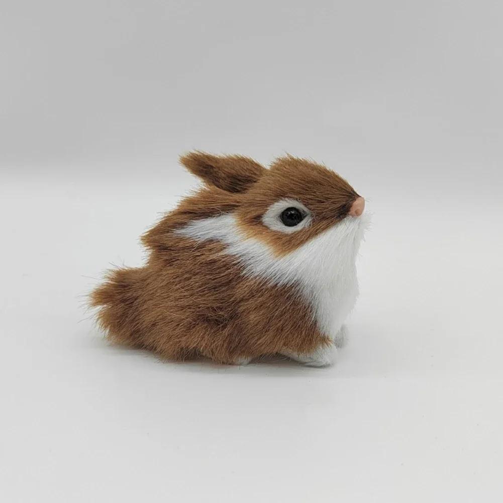 1pcs Mini Simulated Rabbit Animal Model Rabbit Household Decorations Rabbit Fur Crafts Gifts Living Room Decoration