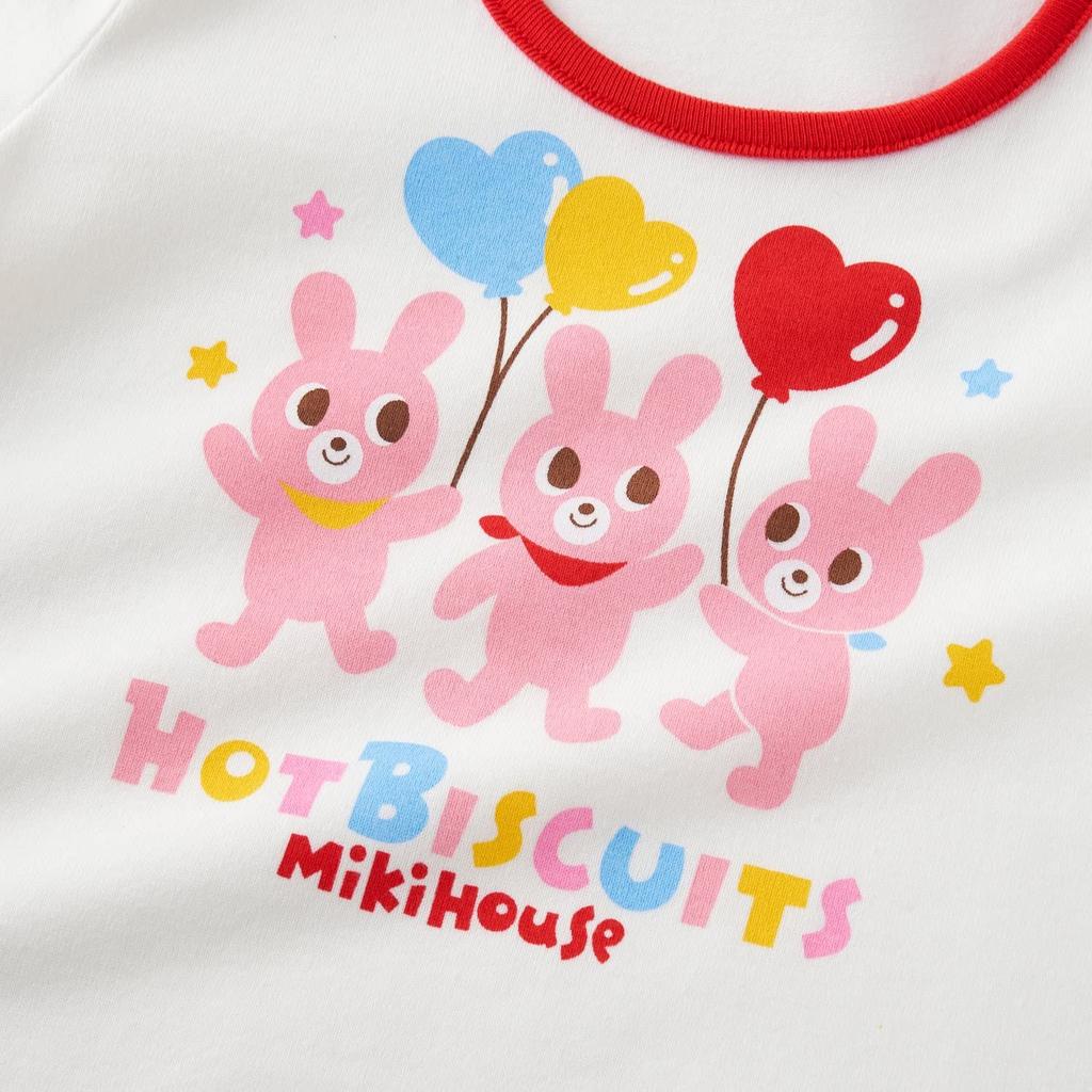 HOT loungewear for [MIKIHOUSE BISCUITS] Short-sleeved girls, kids' clothing, red, 80cm, 72-7302-490