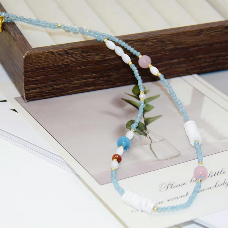 Colorful Fresh Vacation-Style Beaded Necklace: Fashionable, Versatile Clavicle Chain for Women