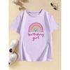 Fashion Rainbow Love Birthday Girl Gothic T Shirts Manga Kids Children's T-shirt Girls Summer Spring Casual Top Tee