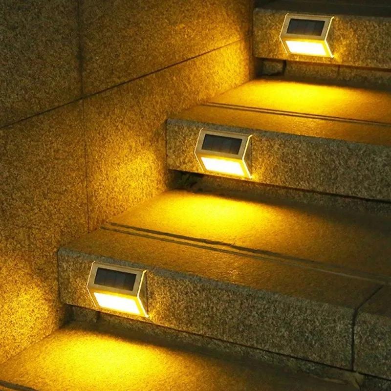 1-8PCS Solar Stainless Steel Step Light Waterproof Anti-corrosion and Environmental Protection Wall Light for Garden Fence Wall