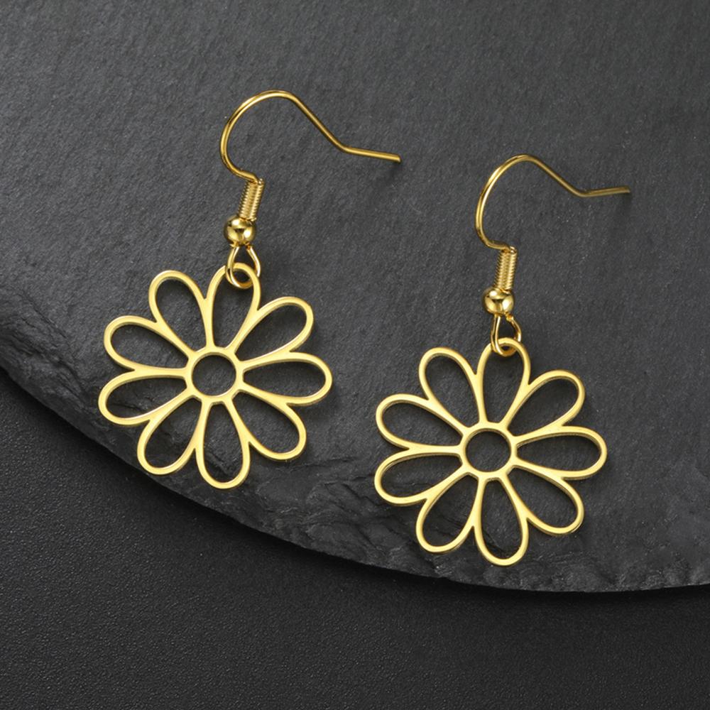 My Shape Flower Filigree Earrings for Women Girls Stainless Steel Drop Earring Hollow Flower Earrings Jewelry Girlfriends Gifts