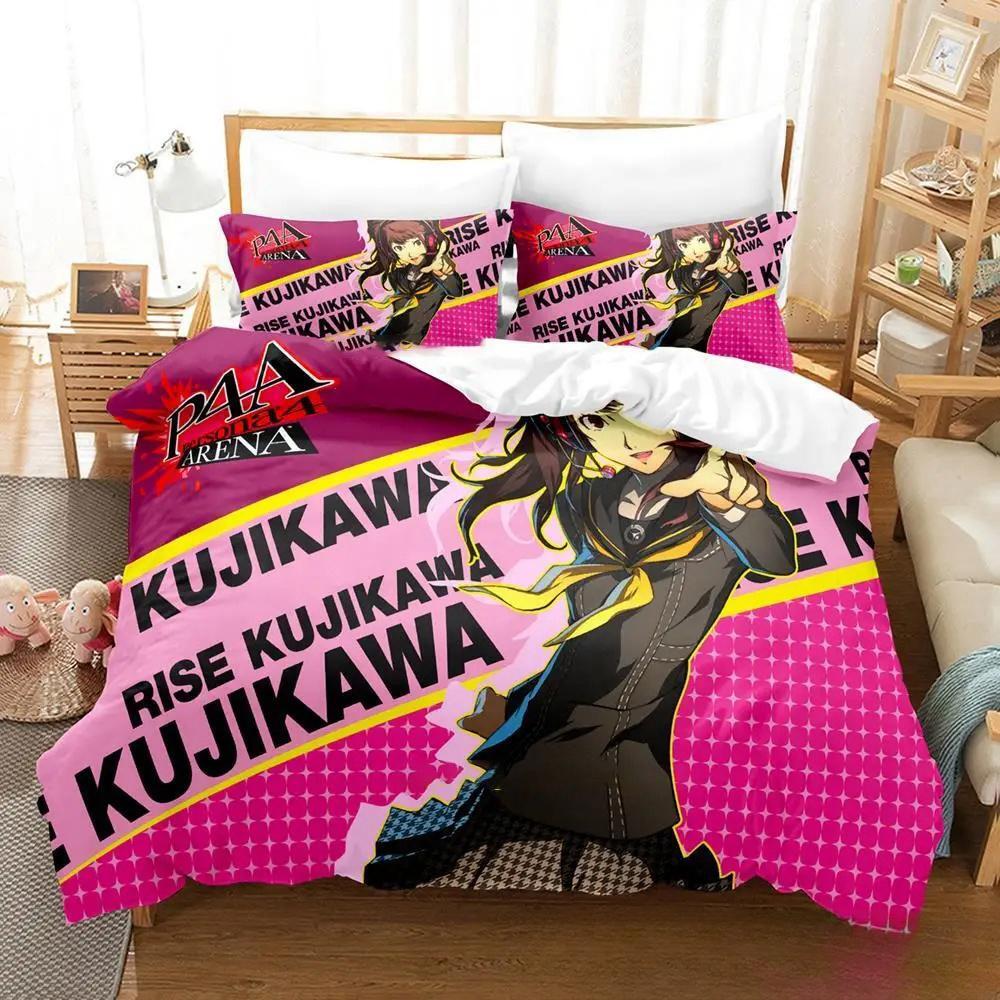 3D Print Anime Game P4 Persona 4 Bedding Set,Duvet Cover Bed Set Quilt Cover Pillowcase,King Queen Twin Size Boys Girls Adults