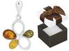 Silver Drop Pendant with Amber Women' Braided Teardrop Pendant Silver