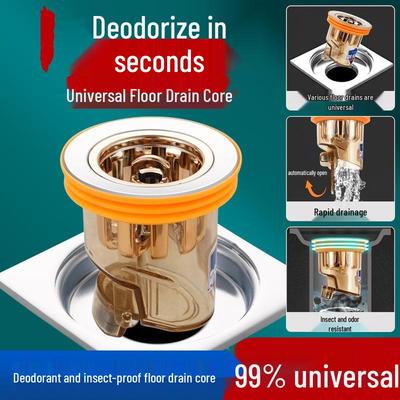 Geruchsblockierender Bodenablaufkern mit Rücklaufsperre und Insektenschutzdichtung für Badezimmer- und Toilettenrohre.