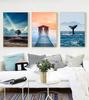 Scandinavian Minimalist Landscape Wall Art Blue Whale Tail Sea Canvas Oil Painting Poster Prints Home Bedroom Living Room Decoration